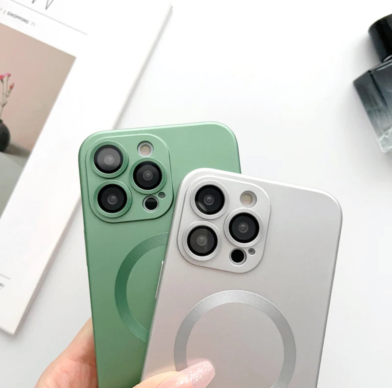 (New 2024 Style!) Premium Metallic Crystal MagSafe Phone Case with Build-on Lens Protector- iPhones (New 2024 Style!) Premium Metallic Crystal MagSafe Phone Case with Build-on Lens Protector- iPhones